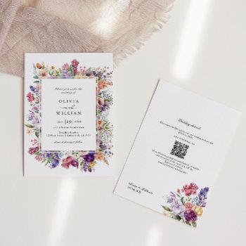 wedding floral garden qr code all in one  invitation