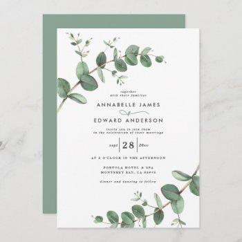 wedding greenery eucalyptus botanical sage green invitation