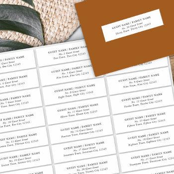 Small Wedding Guest Address Label 30 Different Addresses Front View