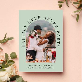 wedding happily ever after party arch photo sage invitation