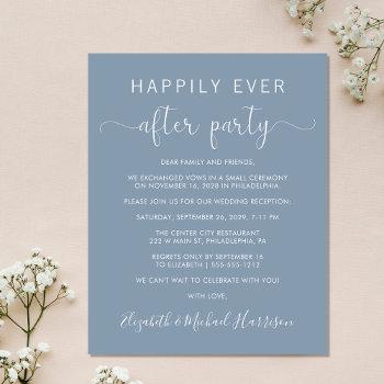 Small Wedding Happily Ever After Party Dusty Blue Invite Front View