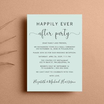 wedding happily ever after party mint reception invitation