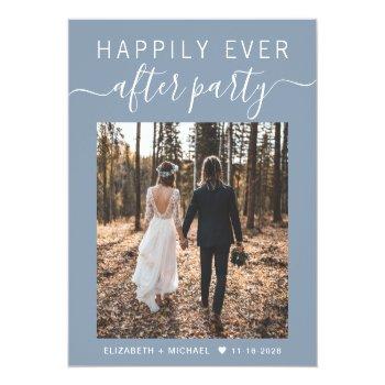 Small Wedding Happily Ever After Party Photo Dusty Blue Front View