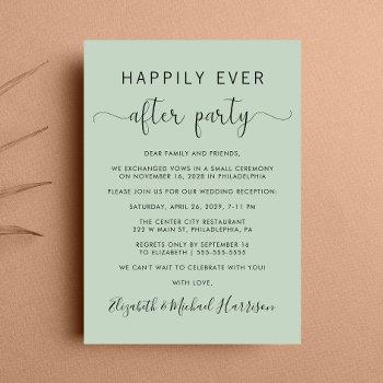 wedding happily ever after party sage reception invitation