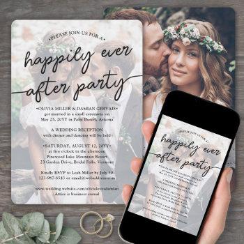 wedding happily ever after party stylish photo invitation