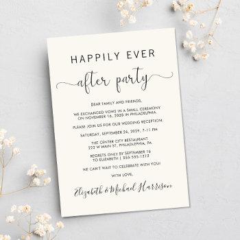 wedding happily ever after photo cream reception invitation