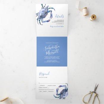 wedding invitation beach blue crab