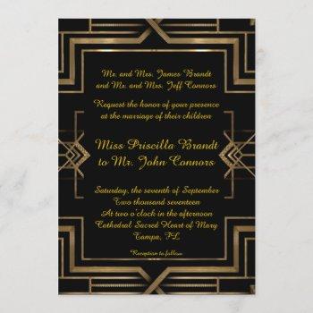 wedding invitation black&gold,great-gatsby,script