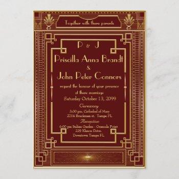 Small Wedding  ,great Gatsby, Red, Gold Front View