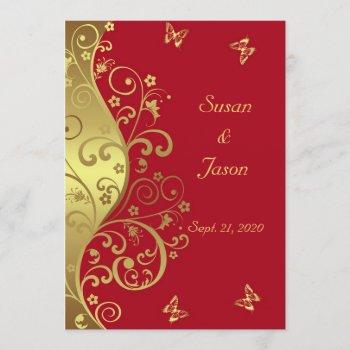 Small Wedding --gold Swirls & Red Front View