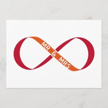 wedding invitation, infinity sign with mr and mrs invitation
