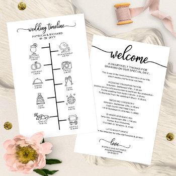 Small Wedding Itinerary Cocktail - Icon Wedding Welcome Front View
