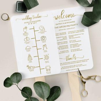 Small Wedding Itinerary Cocktail - Icon Wedding Welcome Hand Fan Front View