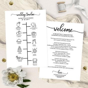 Small Wedding Itinerary Icon Chic Script Wedding Welcome Front View