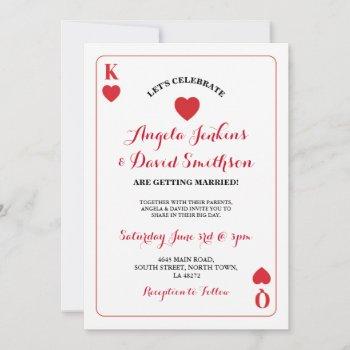 wedding king queen hearts playing card ace invite