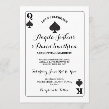 Small Wedding King Queen Spade Playing  Ace Invite Front View