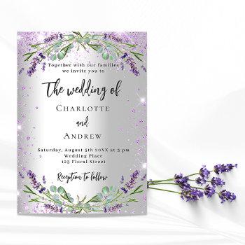 wedding lavender silver eucalyptus greenery floral invitation postcard