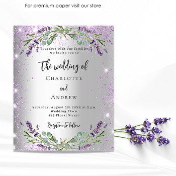 wedding lavender silver floral budget invitation