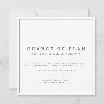 Small Wedding Or Event Change Of Plan Postponed Save The Date Front View