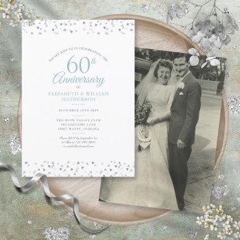 wedding photo 60th anniversary hearts confetti invitation