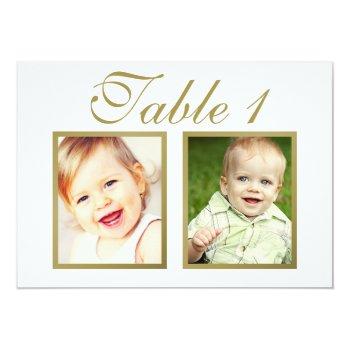 Small Wedding Photo Table Number | Elegant Gold Script Front View