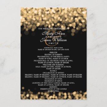 Small Wedding Program Gold Lights Front View
