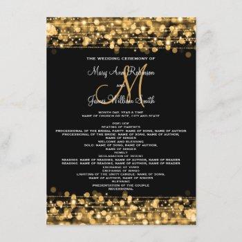 Small Wedding Program Party Sparkles Gold Front View