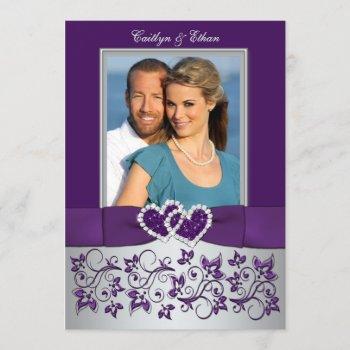 Small Wedding | Purple, Silver | Floral, Hearts | Photo Front View