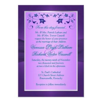Small Wedding | Purple, Teal | Floral | Hearts Faux Foil Back View