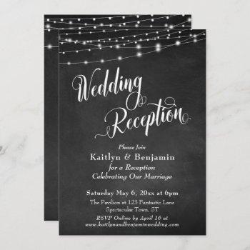 wedding reception typography chalkboard lights invitation