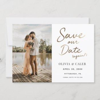 Small Wedding Save Our Date Again Front View