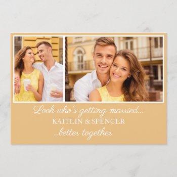 Small Wedding Save The Date Modern 2 Photo Yellow Front View