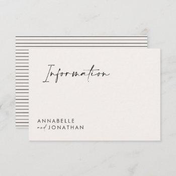wedding script modern black and white information invitation
