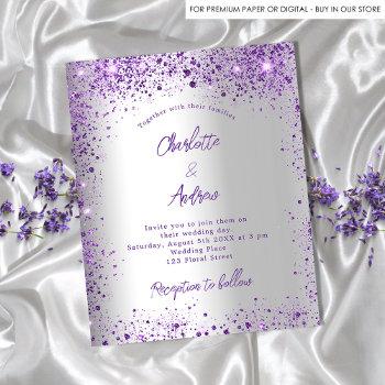 wedding silver violet purple budget invitation