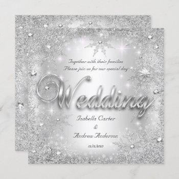 wedding silver winter wonderland snowflakes invitation