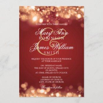 wedding sparkling lights gold invitation