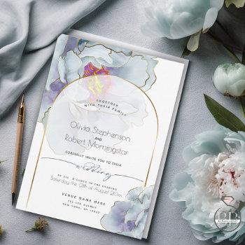 Small Wedding | Stunning Dusty Blue Peony Foil Front View