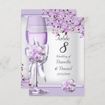 Small Wedding Table Number Lavender Purple Lilac 4 Front View