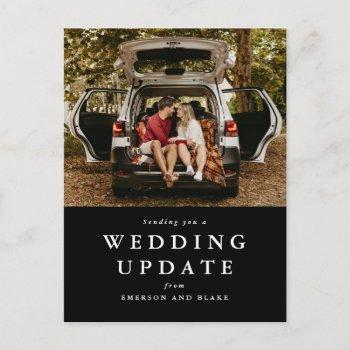 wedding update change the date black photo postcard