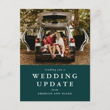 wedding update change the date green photo postcard
