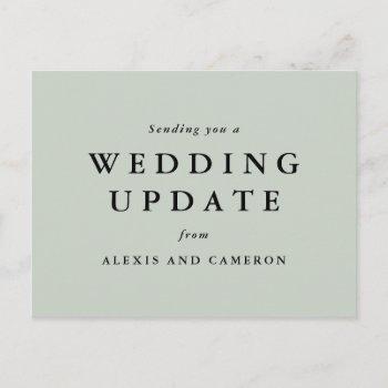 wedding update change the date sage green postcard