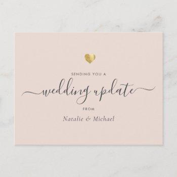 wedding update elegant script gold blush pink postcard