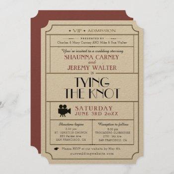 Small Wedding Vintage Ticket Invite / Cinema Film Theme Front View