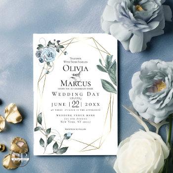 Small Wedding | Watercolor Dusty Blue Floral Front View
