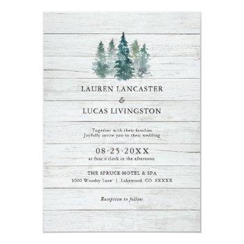 Small Wedding Watercolor Wood Rustic Pine Trees Green Front View