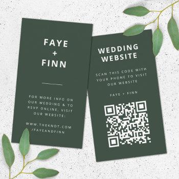 wedding website | qr code green scandi minimalist enclosure card