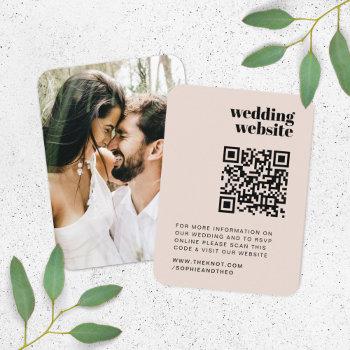 Small Wedding Website | Rsvp Qr Code Photo Retro Enclosure Card Front View