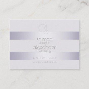 wedding website  | violet shimmer stripes monogram business card
