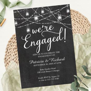 we're engaged rustic engagement party invitation