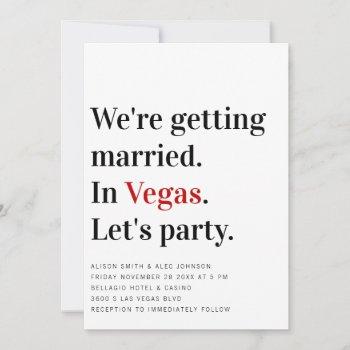 we're getting married vegas wedding invitation
